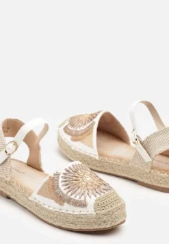 Białe Plecione Sandały Typu Espadryle z Odkrytą Piętą Morilya