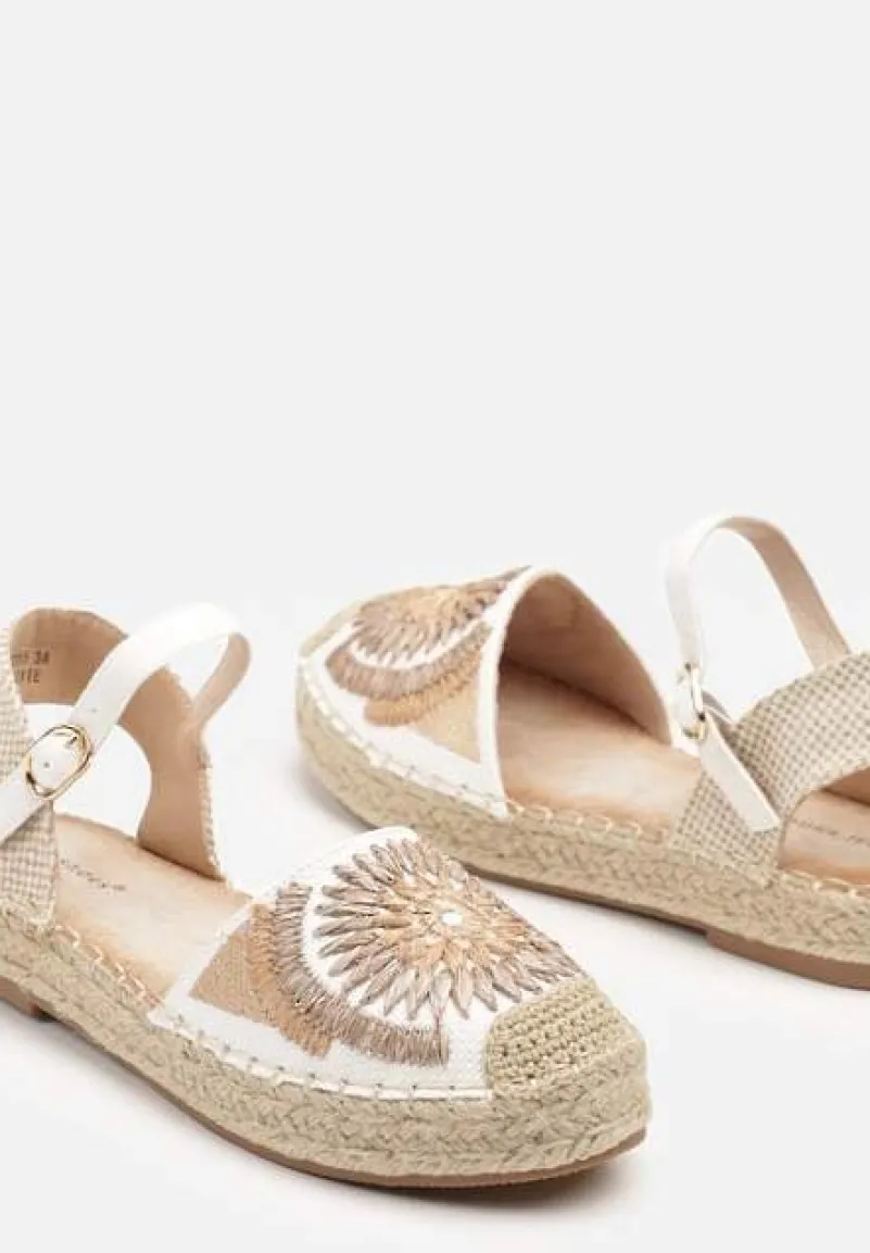 Białe Plecione Sandały Typu Espadryle z Odkrytą Piętą Morilya