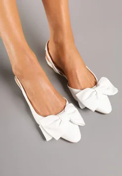Białe Sandały Bez Pięty z Kokardą Nolretia