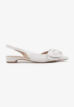 Białe Sandały Bez Pięty z Kokardą Nolretia