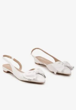 Białe Sandały Bez Pięty z Kokardą Nolretia