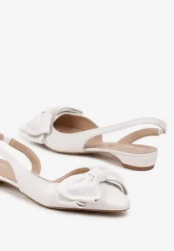Białe Sandały Bez Pięty z Kokardą Nolretia