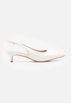 Białe Sandały na Kaczuszce ze Szpiczastym Noskiem Slingback Farinea