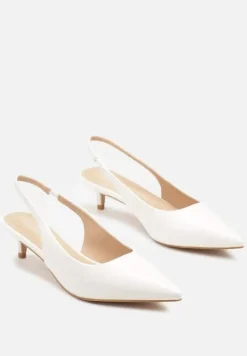 Białe Sandały na Kaczuszce ze Szpiczastym Noskiem Slingback Farinea