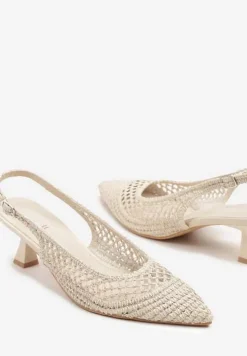 Białe Sandały na Kaczuszce Typu Slingback z Ażurową Cholewką Olzivia