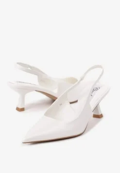 Białe Sandały na Obcasie Typu Kaczuszka Bez Pięty Sallinna