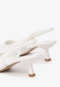 Białe Sandały na Obcasie Typu Kaczuszka Bez Pięty Sallinna