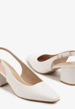 Białe Sandały na Słupku Typu Slingback Felvania