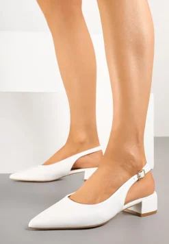 Białe Sandały na Słupku Typu Slingback Odavine