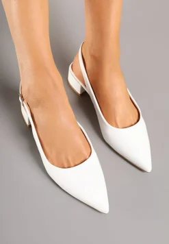 Białe Sandały na Słupku Typu Slingback Odavine