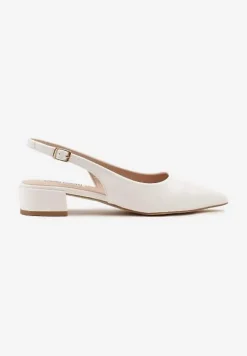 Białe Sandały na Słupku Typu Slingback Odavine