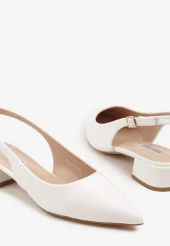 Białe Sandały na Słupku Typu Slingback Odavine