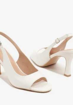 Białe Sandały na Szpilce Ozdobione Paskiem Podtrzymującym Piętę Palineas