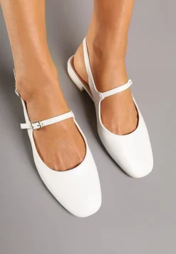 Białe Sandały Slingback Vices z Wkładką ze Skóry Naturalnej Sovritia