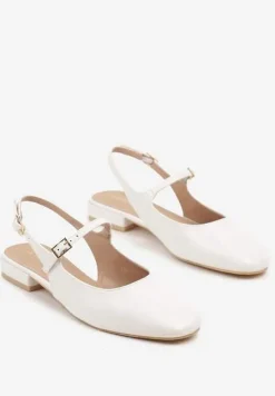 Białe Sandały Slingback Vices z Wkładką ze Skóry Naturalnej Sovritia