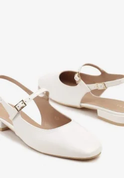 Białe Sandały Slingback Vices z Wkładką ze Skóry Naturalnej Sovritia