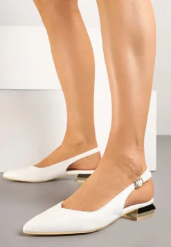 Białe Sandały Slingback Vices z Wkładką ze Skóry Naturalnej Galeresa