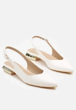 Białe Sandały Slingback Vices z Wkładką ze Skóry Naturalnej Galeresa