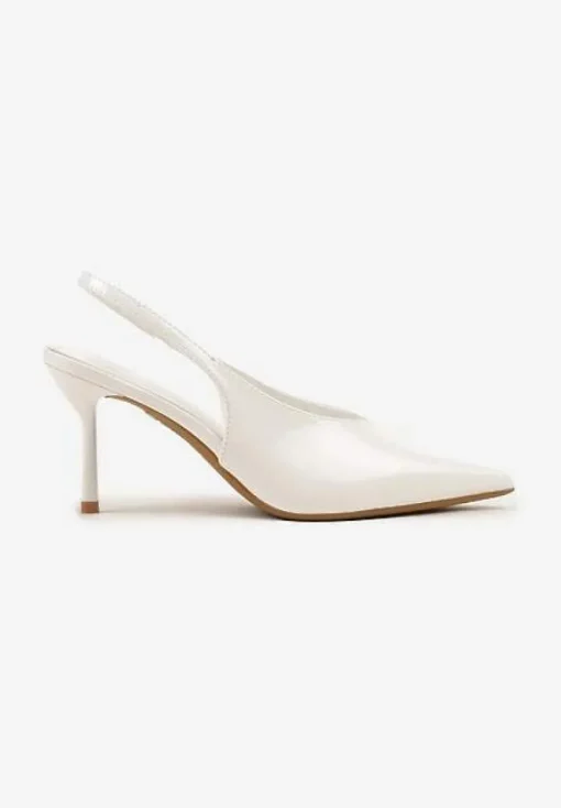Białe Sandały Slingback Vices na Obcasie Typu Szpilka Tilionea