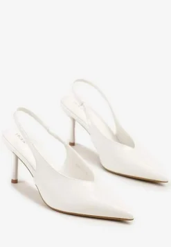 Białe Sandały Slingback Vices na Obcasie Typu Szpilka Tilionea