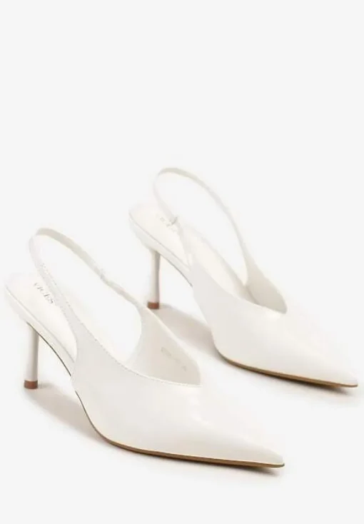 Białe Sandały Slingback Vices na Obcasie Typu Szpilka Tilionea