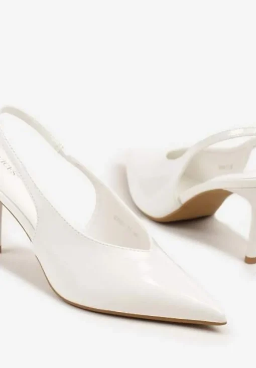 Białe Sandały Slingback Vices na Obcasie Typu Szpilka Tilionea
