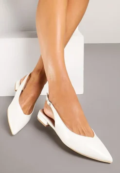 Białe Sandały Slingback Vices z Wkładką ze Skóry Naturalnej Lisanilis