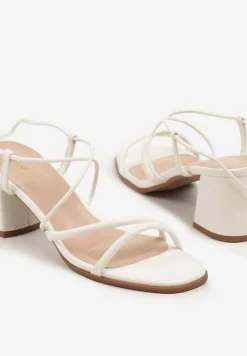 Białe Sandały Vices na Słupku z Wiązaniem Atenelle