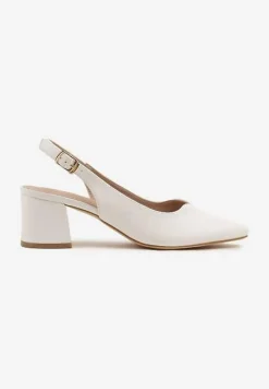 Białe Sandały Vices na Słupku Slingback ze Skórzaną Wkładką Ciaravien