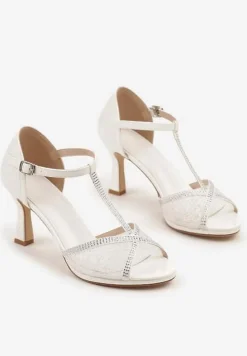 Białe Sandały Vices na Szpilce Klepsydrze z Cyrkoniami Folaniva