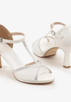 Białe Sandały Vices na Szpilce Klepsydrze z Cyrkoniami Folaniva