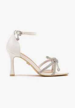 Białe Sandały Vices z Cyrkoniowymi Paskami Erathela