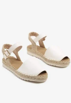 Białe Sandały z Plecionką w Typie Espadryli Oklerra