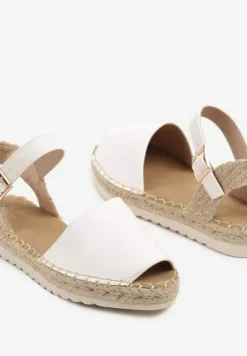 Białe Sandały z Plecionką w Typie Espadryli Oklerra