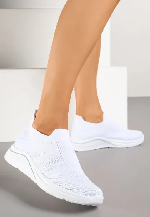 Białe Siateczkowe Buty Sportowe Sneakersy o Wsuwanym Fasonie Niltewi