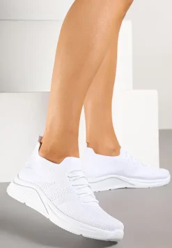 Białe Siateczkowe Buty Sportowe Sneakersy na Zdobionej Podeszwie Talloti