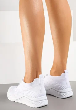 Białe Siateczkowe Buty Sportowe Sneakersy na Zdobionej Podeszwie Talloti
