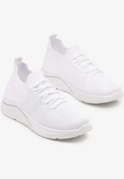 Białe Siateczkowe Buty Sportowe Sneakersy na Zdobionej Podeszwie Talloti
