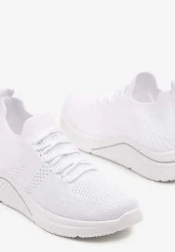 Białe Siateczkowe Buty Sportowe Sneakersy na Zdobionej Podeszwie Talloti