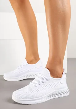 Białe Siateczkowe Buty Sportowe Sneakersy na Podeszwie z Tłoczeniami Finloti