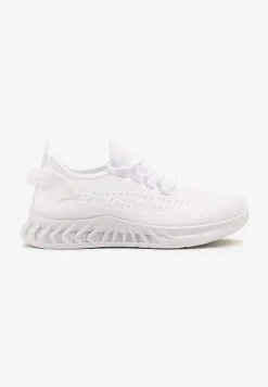 Białe Siateczkowe Buty Sportowe Sneakersy na Podeszwie z Tłoczeniami Finloti