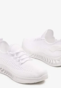 Białe Siateczkowe Buty Sportowe Sneakersy na Podeszwie z Tłoczeniami Finloti