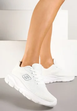 Białe Siateczkowe Buty Sportowe Sneakersy na Piankowej Podeszwie Zdobione Aplikacją Sonessa