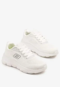 Białe Siateczkowe Buty Sportowe Sneakersy na Piankowej Podeszwie Zdobione Aplikacją Sonessa