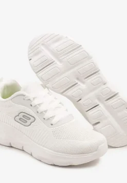 Białe Siateczkowe Buty Sportowe Sneakersy na Piankowej Podeszwie Zdobione Aplikacją Sonessa