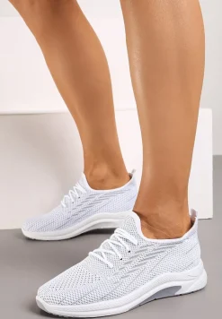 Białe Siateczkowe Buty Sportowe na Piankowej Podeszwie Linidas