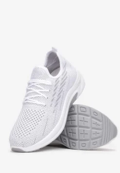 Białe Siateczkowe Buty Sportowe na Piankowej Podeszwie Linidas
