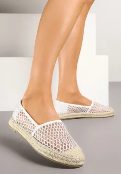 Białe Siateczkowe Espadryle na Podeszwie z Plecionki Setariva