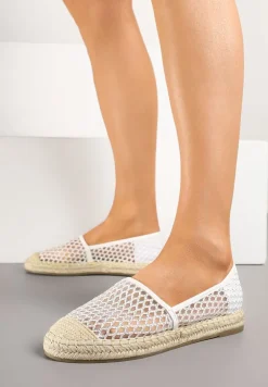 Białe Siateczkowe Espadryle na Podeszwie z Plecionki Setariva