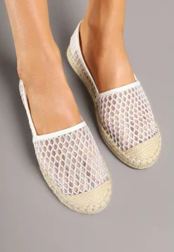 Białe Siateczkowe Espadryle na Podeszwie z Plecionki Setariva